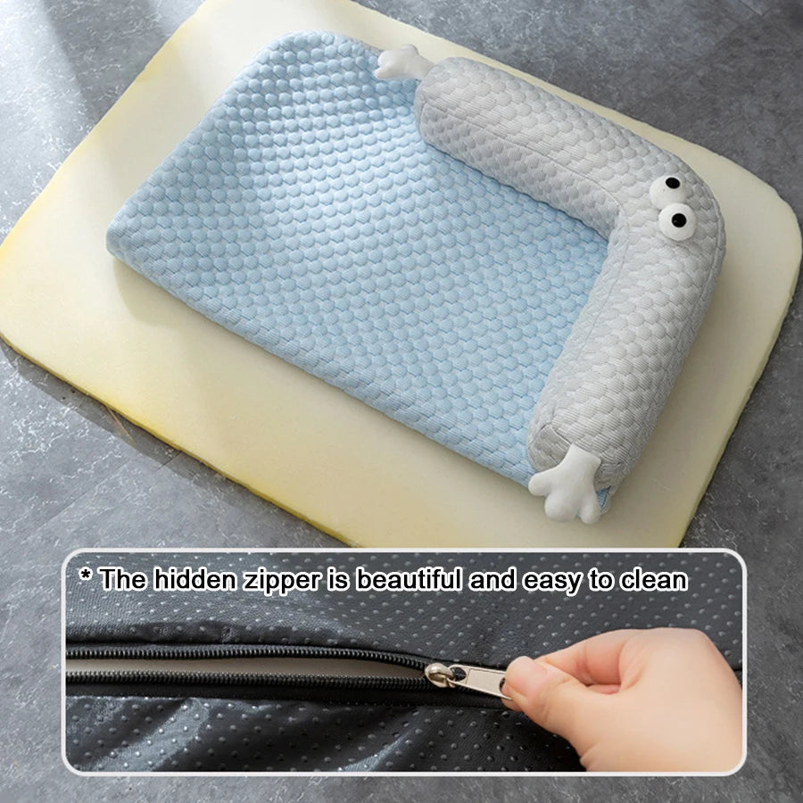 Thickened Memory Foam Dog Bed with Pillow - Rectangular Cool Mat for Dogs, Cushion Pad