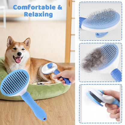 7-Piece Cat and Dog Grooming Set - Self-Cleaning Brush, Nail Clippers, Flea Comb, Pet Shower Brush & More