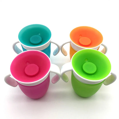 Leakproof 360° Rotating Baby Water Cup with Double Handle Flip Lid - 240ml Training Bottle for Infants