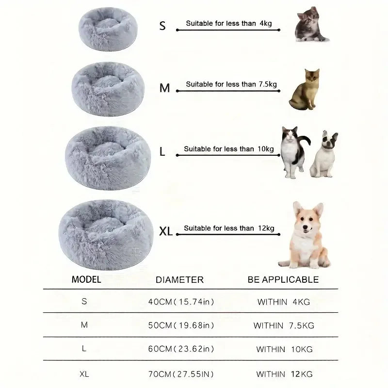 Cozy Round Plush Pet Bed - Soft and Warm Nest for Cats and Dogs, Washable Cushion Mat for Comfortable Sleeping