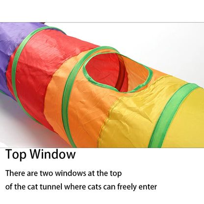 Foldable Interactive Cat Tunnel Toy - Durable Pet Play Tube with Crinkle Paper and Peek Holes for Kittens, Puppies, and Small Pets