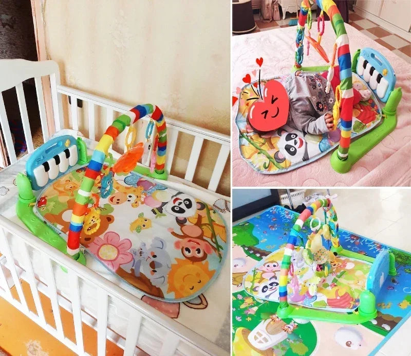 Musical Baby Activity Gym Rack - Early Education Play Mat for Newborns (0-36 Months) with Piano Keyboard and Crawling Blanket