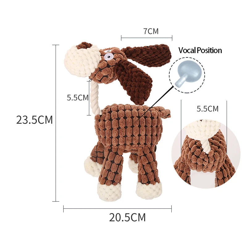 Durable Donkey Shaped Squeaky Plush Toy for Dogs and Cats - Chew and Molar Training Pet Toy