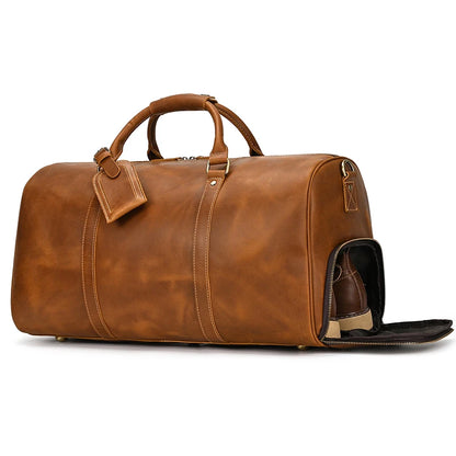 Luxury Genuine Leather Men Women Travel Bag Cow Leather Carry On Luggage Bag Travel Shoulder Bag Male Female Weekend Duffle Bag