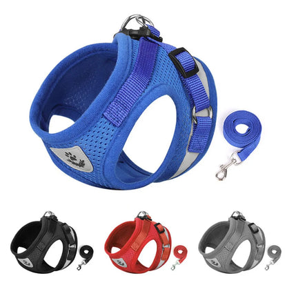 Adjustable Breathable Pet Dog Cat Harness and Leash Escape Proof Cat Vest Harness Puppy Dog Kitten Leads Reflective Cat Collar