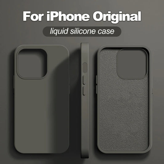 Luxury Liquid Silicone Case for iPhone 15 and 14 Pro Max Plus - Shockproof Soft Back Cover