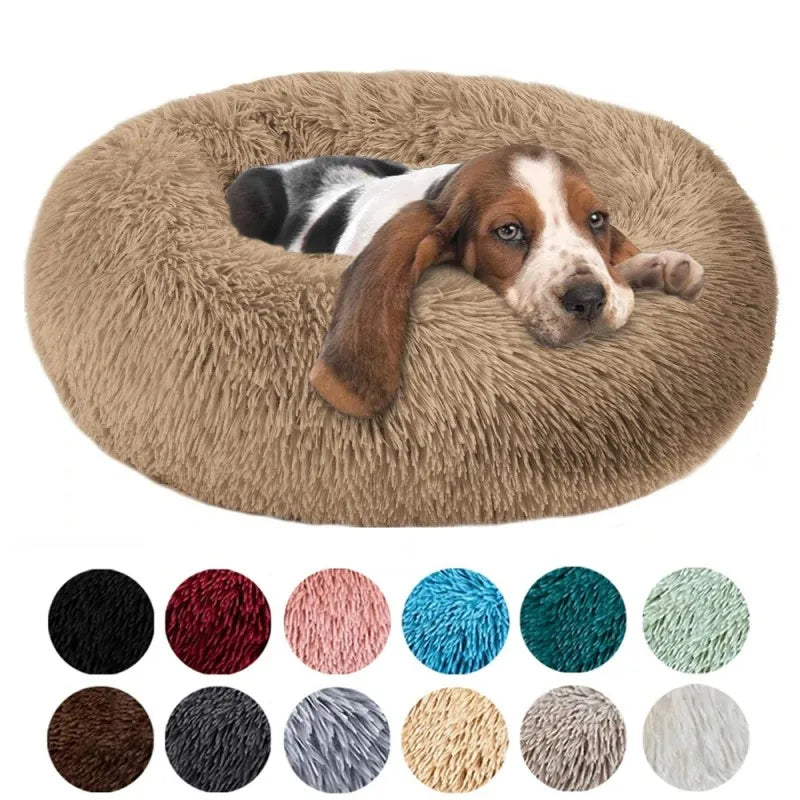 Luxurious Plush Round Bed - Cozy Soft Pet Bed for Cats & Dogs, Washable Cushion Mat, Breathable Sleeping Sofa for Small to Large Pets