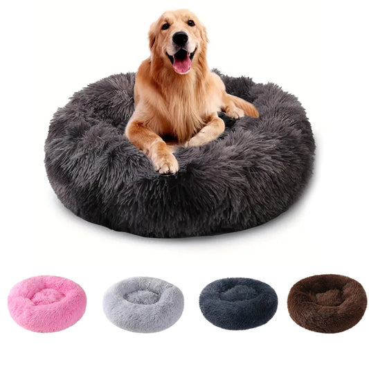 Cozy Round Plush Pet Bed - Soft and Warm Nest for Cats and Dogs, Washable Cushion Mat for Comfortable Sleeping