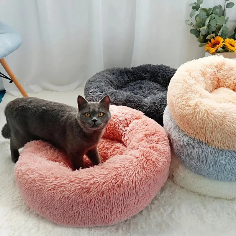 Luxurious Plush Round Bed - Cozy Soft Pet Bed for Cats & Dogs, Washable Cushion Mat, Breathable Sleeping Sofa for Small to Large Pets