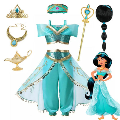 Disney Jasmine Princess Dress - Aladdin Costume for Girls, Perfect for Birthdays, Halloween, and Cosplay