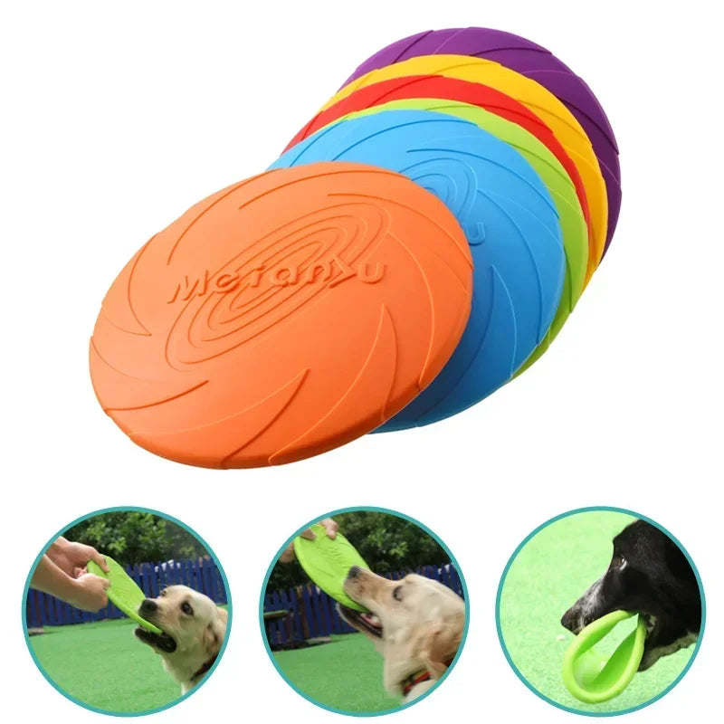 Durable Silicone Dog Flying Disc - Chew-Resistant Interactive Toy for Puppies & Dogs (15/18/22cm)