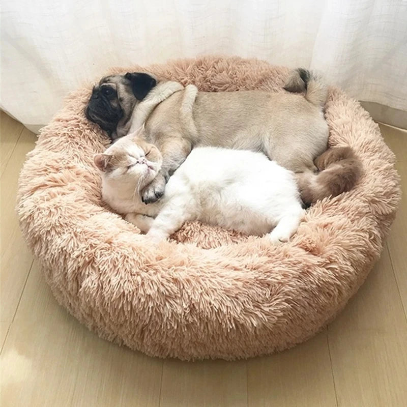 Luxurious Plush Round Bed - Cozy Soft Pet Bed for Cats & Dogs, Washable Cushion Mat, Breathable Sleeping Sofa for Small to Large Pets