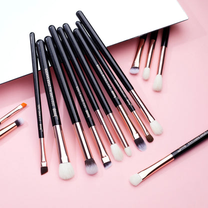 15-Piece Professional Makeup Brush Set - Natural and Synthetic Hair Eye Brushes Kit