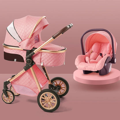 Luxury 3-in-1 High Landscape Baby Stroller - Portable Pushchair, Cradle, and Infant Carrier | Free Shipping